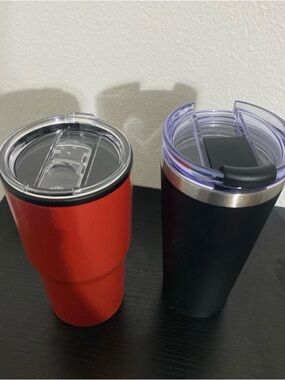 Mainstays Red and Black Insulated Travel Tumblers with Lids